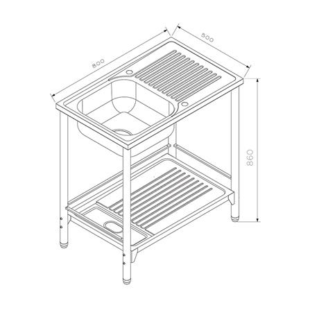 ซิงค์ขาตั้ง 1 หลุม 1 ที่พัก MEX PSB80ML สีเงิน_3