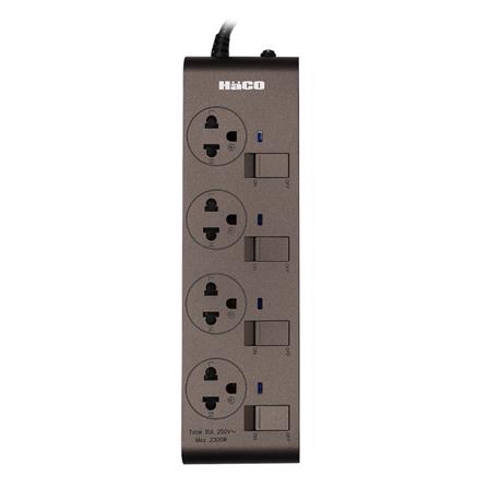 รางปลั๊กไฟ 4 ช่อง 4 สวิตช์ HACO EJ-4S4EB/3-CC 10A 3 ม. สีช็อกโก