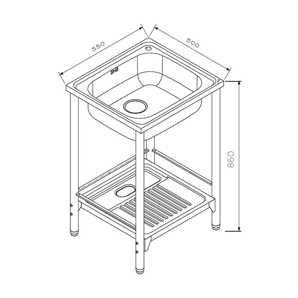 ซิงค์ขาตั้ง 1 หลุม MEX PSB55ML สีเงิน