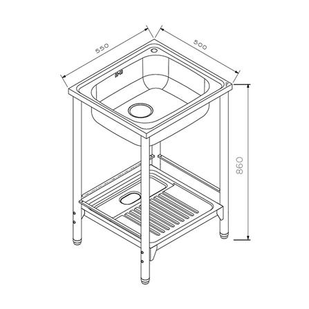 ซิงค์ขาตั้ง 1 หลุม MEX PSB55ML สีเงิน_3