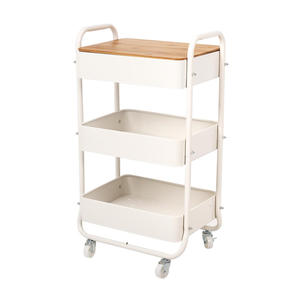 ชั้นวางของ 3 ชั้น มีล้อ STACKO TOAST 44.3x30.5x79.5 ซม. สีครีม