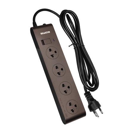 รางปลั๊กไฟ 4 ช่อง 1 สวิตช์ HACO EJ-S4E/3-CC 3 เมตร สีช็อกโก_1