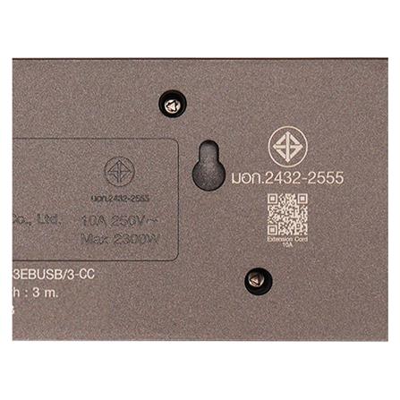 รางปลั๊กไฟ 3 ช่อง 3 สวิตช์ 2 USB HACO-EJ-3S3EBUSB/3-CC 10A 3 ม. สีช็อกโก_5