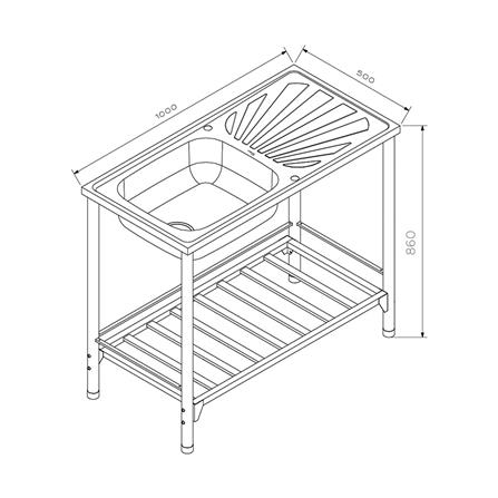 ซิงค์ขาตั้ง 1 หลุม 1 ที่พัก MESTER PST100 สีเงิน_3