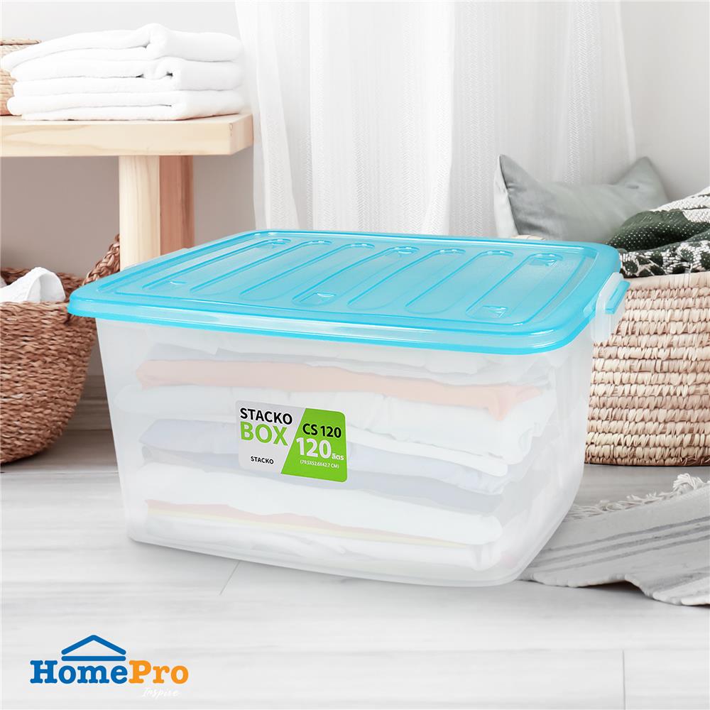 กล่องเก็บของ STACKO CS120L 79.5x52.6x42.7 ซม. สีใส/ฟ้า