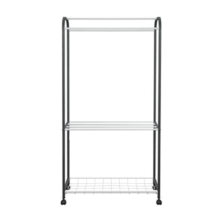 ราวตากผ้ามีล้อ 2 ชั้น พร้อมตะแกรงวางของ PLIM 80 ซม. สีเทา/ขาว_1