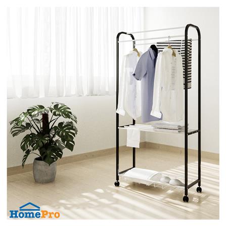 ราวตากผ้ามีล้อ 2 ชั้น พร้อมตะแกรงวางของ PLIM 80 ซม. สีเทา/ขาว_4