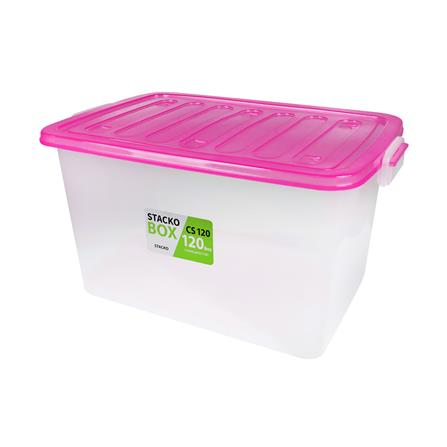 กล่องเก็บของ STACKO CS120L 79.5x52.6x42.7 ซม. สีใส/ชมพู