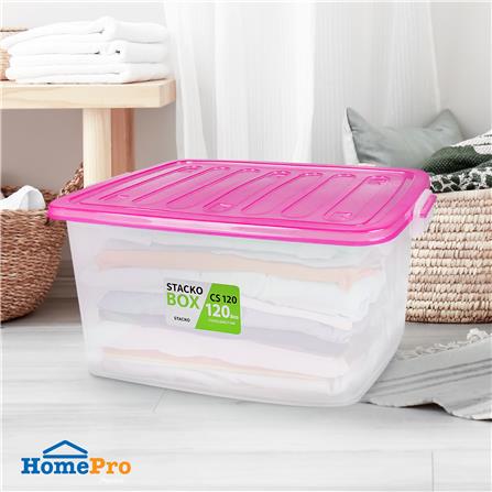 กล่องเก็บของ STACKO CS120L 79.5x52.6x42.7 ซม. สีใส/ชมพู_3