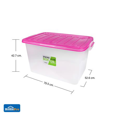 กล่องเก็บของ STACKO CS120L 79.5x52.6x42.7 ซม. สีใส/ชมพู_5