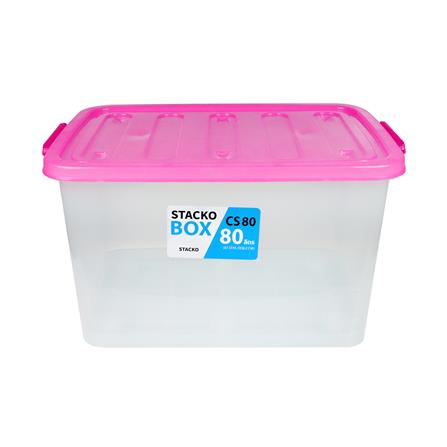 กล่องเก็บของ STACKO CS80L 67.5x45.1x38.2 ซม. สีใส/ชมพู_1