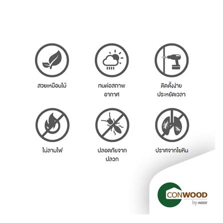 ไม้ผนังบังใบ CONWOOD ลายเสี้ยน หน้า 8 นิ้ว 1.1x20x305 ซม. สีขาวงาช้าง_3