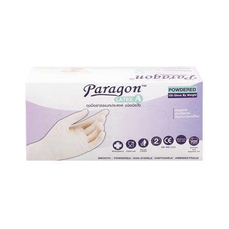 ถุงมือยางอเนกประสงค์ชนิดมีแป้ง PARAGON (SIZE S) แพ็ก 100 ชิ้น_1