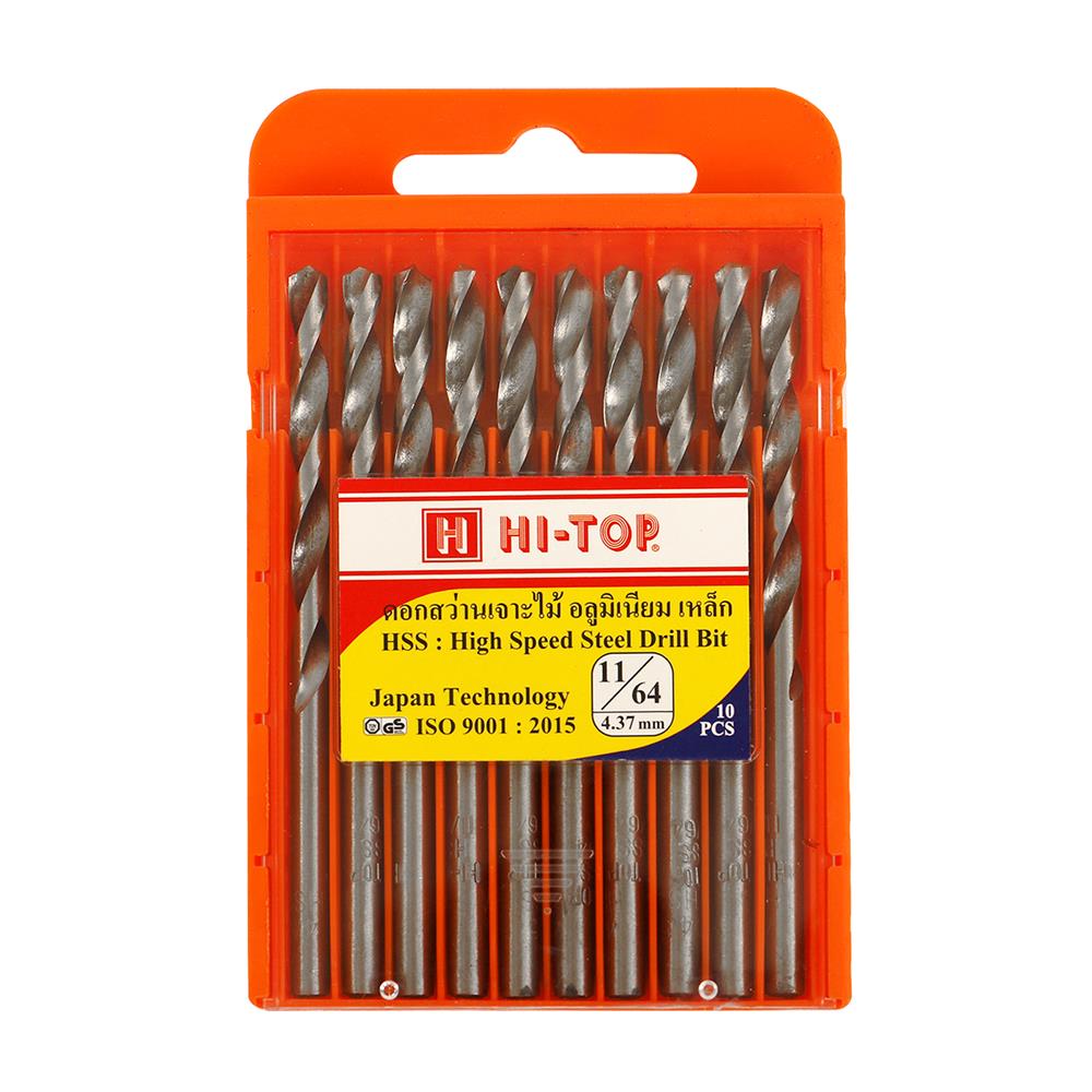 ดอกเจาะไม้ HI-TOP HSS 11/64 แพ็ก 10 ชิ้น