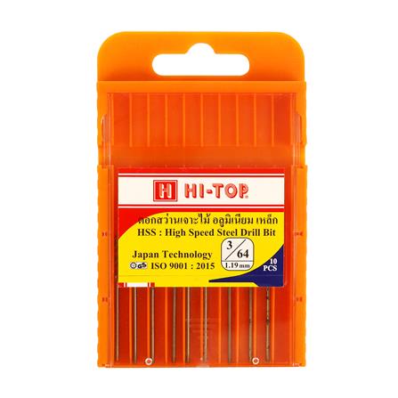 ดอกเจาะไม้ HI-TOP HSS 3/64 แพ็ก 10 ชิ้น_0