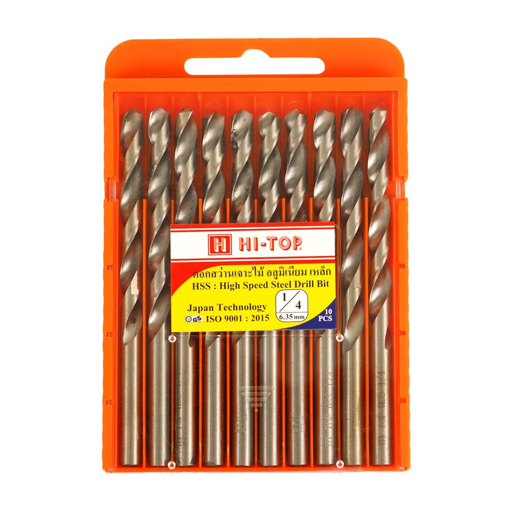 ดอกสว่าน HI-TOP HSS 1/4 6.4 มม. แพ็ก 10 ชิ้น