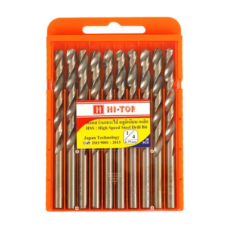 ดอกสว่าน HI-TOP HSS 1/4 6.4 มม. แพ็ก 10 ชิ้น