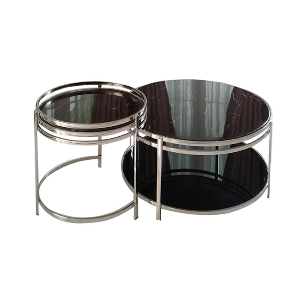 โต๊ะกลาง 2 ชิ้น KAWIN DOUBLE STEP MB14MS สีดำ