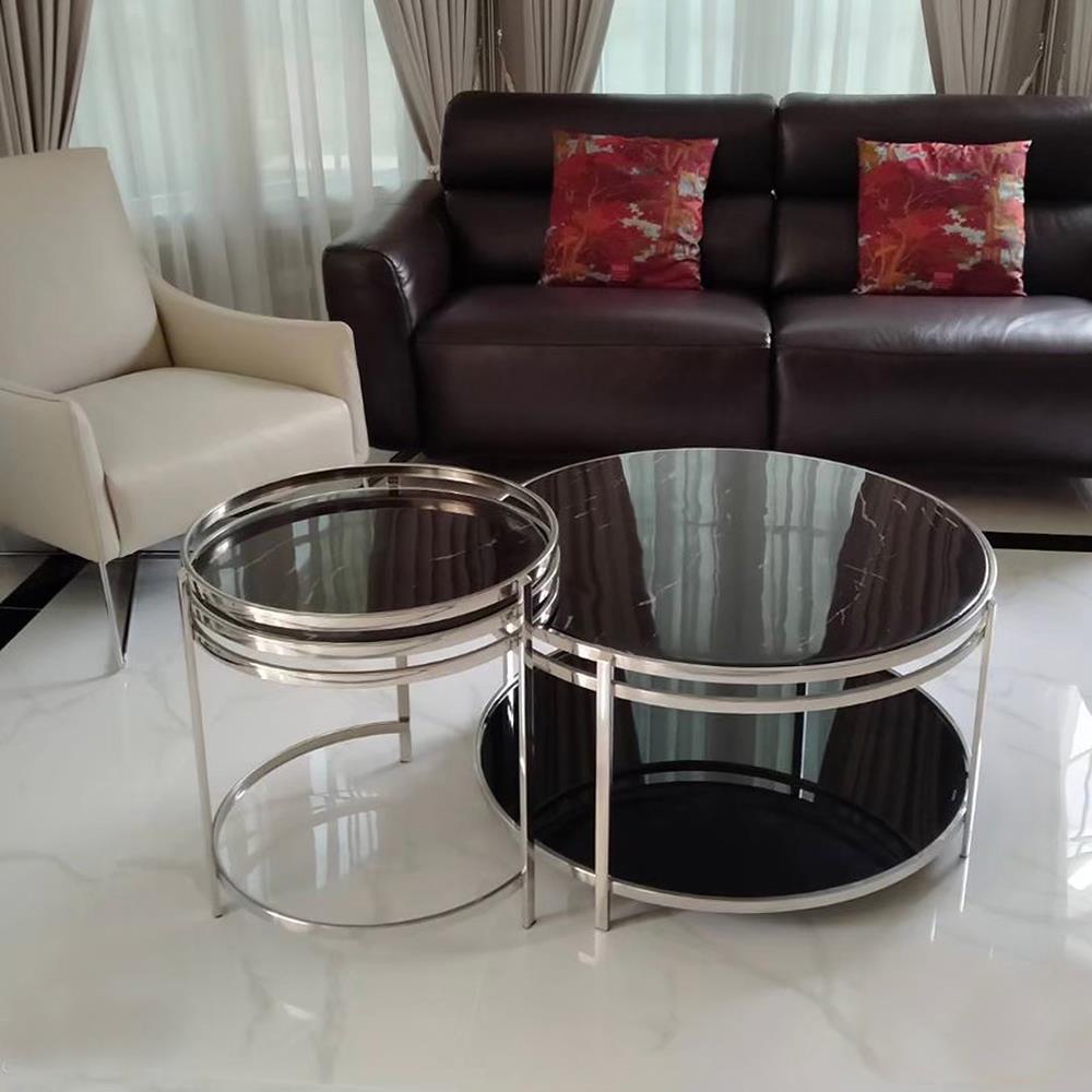 โต๊ะกลาง 2 ชิ้น KAWIN DOUBLE STEP MB14MS สีดำ