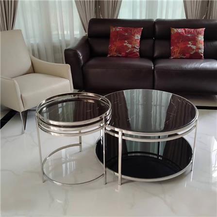 โต๊ะกลาง 2 ชิ้น KAWIN DOUBLE STEP MB14MS สีดำ_1