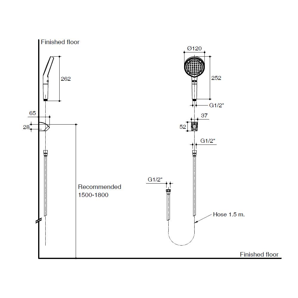ชุดฝักบัวสายอ่อน 3 ระดับ ENGLEFIELD รุ่น K-32547X-BL สีดำ