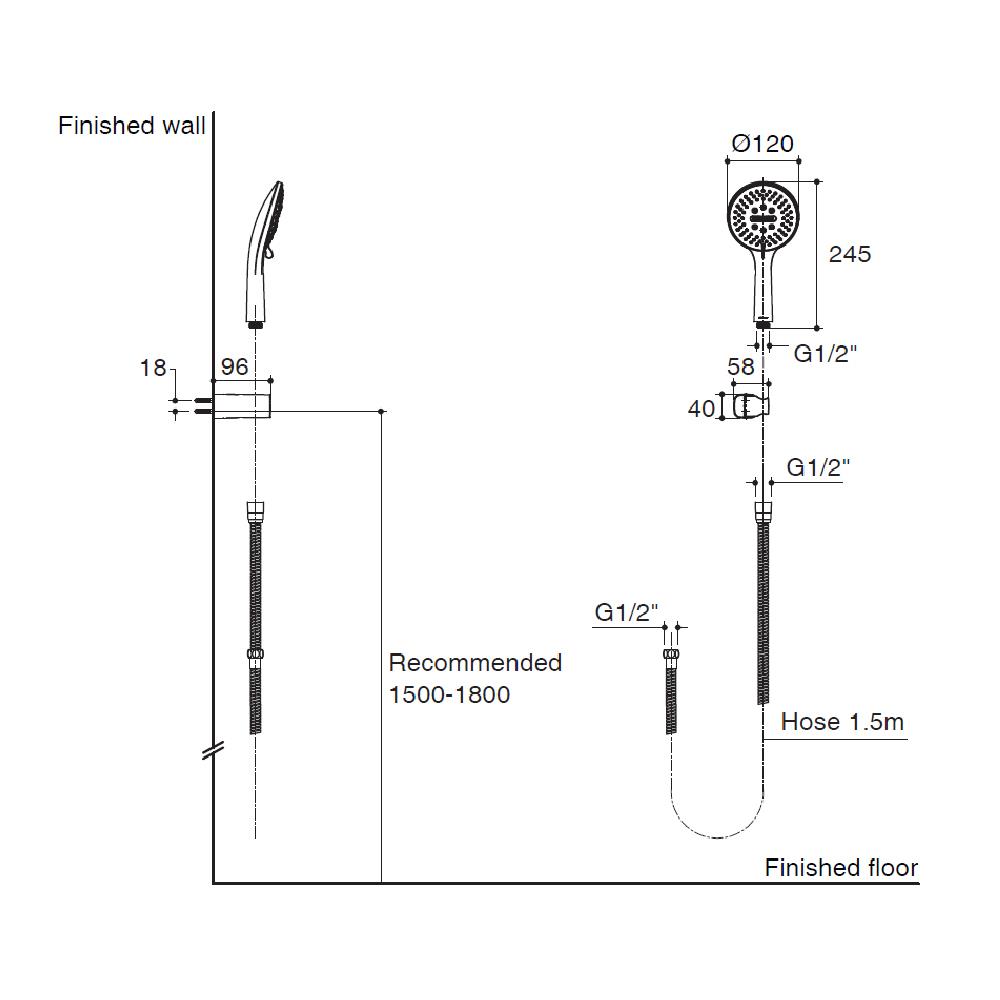 ชุดฝักบัวสายอ่อน 3 ระดับ ENGLEFIELD รุ่น K-26718X-BL สีดำ