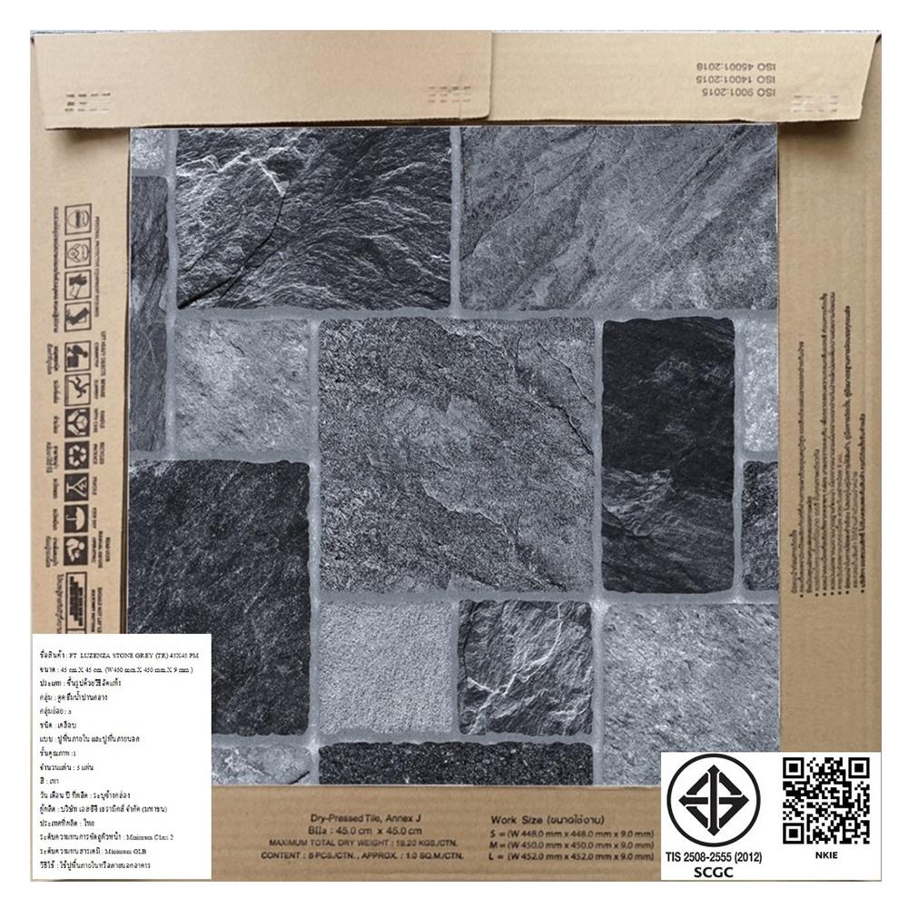 กระเบื้องพื้น 18x18 นิ้ว TARA ลูเซนซ่า สโตน เทา EXC PM 1 ตร.ม.