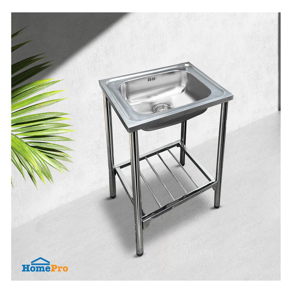 ซิงค์ขาตั้ง 1 หลุม ADVANCED ASB 055MB สีเงิน