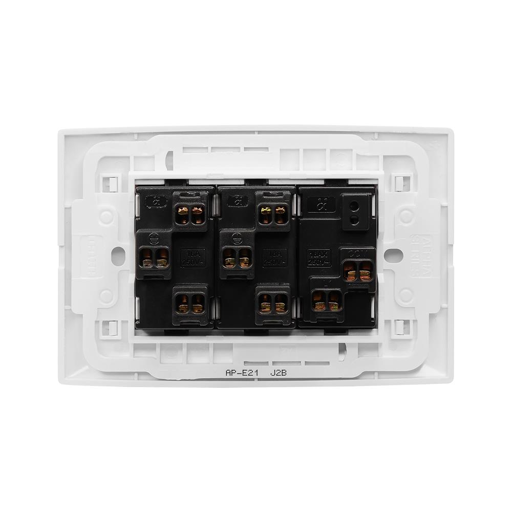 ชุดเต้ารับคู่ 3 ขา + สวิตซ์ 1 ทาง HACO AP-E21 สีขาว