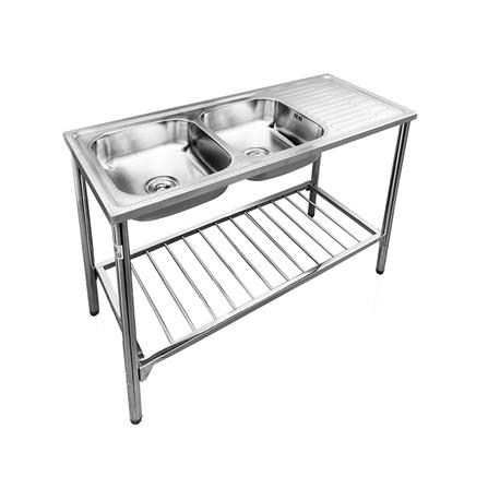 ซิงค์ขาตั้ง 2 หลุม 1 ที่พัก ADVANCED ASB 120MB  สีเงิน_0