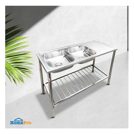 ซิงค์ขาตั้ง 2 หลุม 1 ที่พัก ADVANCED ASB 120MB  สีเงิน_3