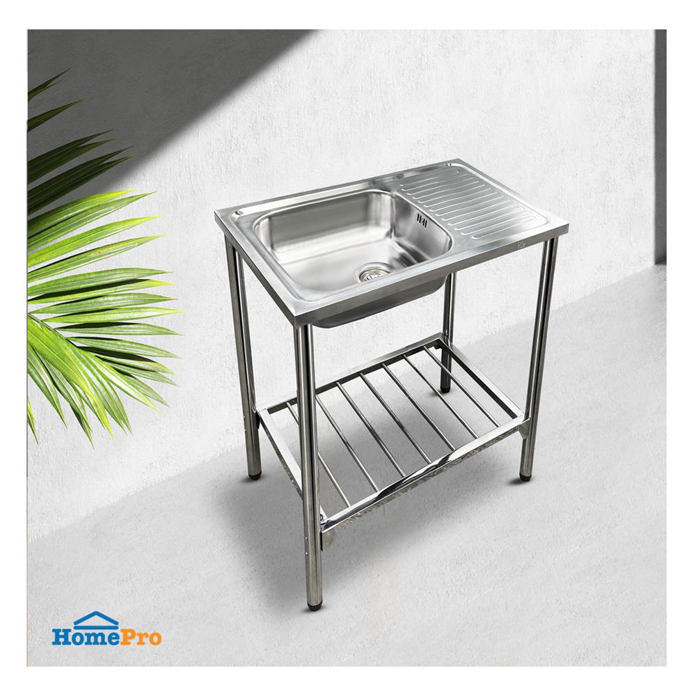 ซิงค์ขาตั้ง 1 หลุม 1 ที่พัก ADVANCED ASB 075MB สีเงิน