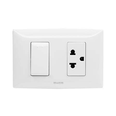 ชุดเต้ารับ 3 ขา + สวิตซ์ 1 ทาง HACO AP-E11 สีขาว