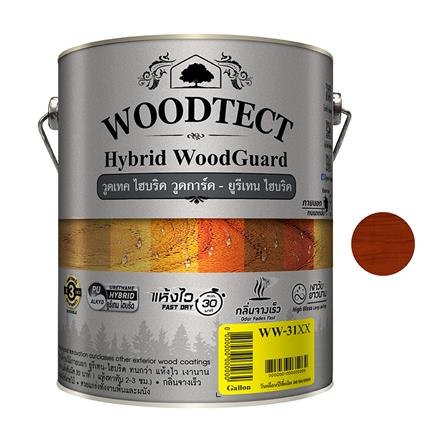 สีย้อมไม้ ชนิดเงา WOODTECT HYBRID WOODGUARD WW-3104 สีไม้มะค่า 1 แกลลอน