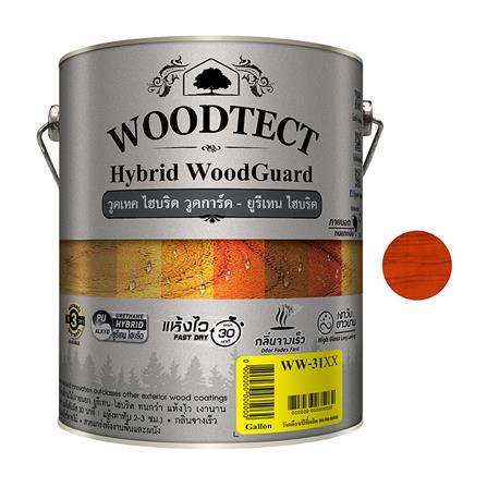 สีย้อมไม้ ชนิดเงา WOODTECT HYBRID WOODGUARD WW-3102 สีมะฮอกกานี 1 แกลลอน