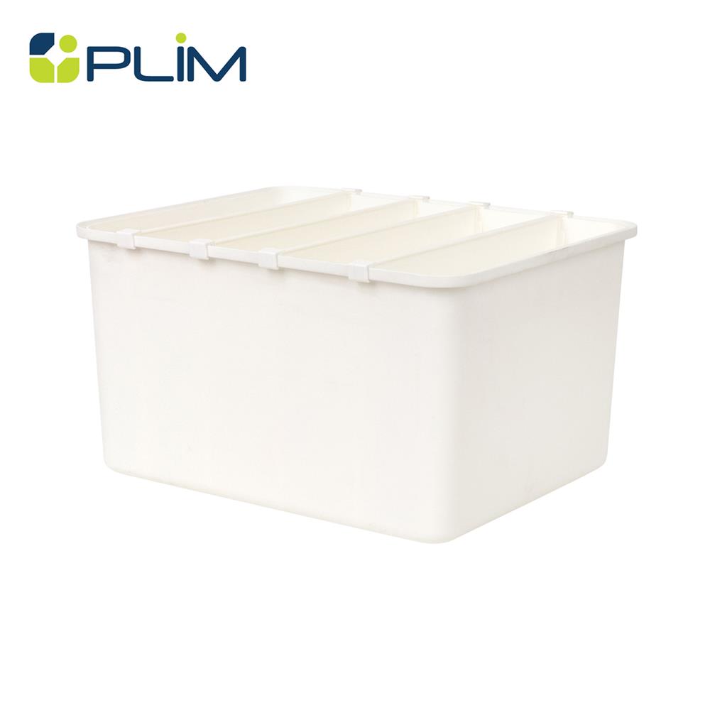 กล่องจัดเก็บผ้าแบ่งช่อง PLIM SIZE M สีขาว