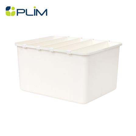 กล่องจัดเก็บผ้าแบ่งช่อง PLIM SIZE M สีขาว_0