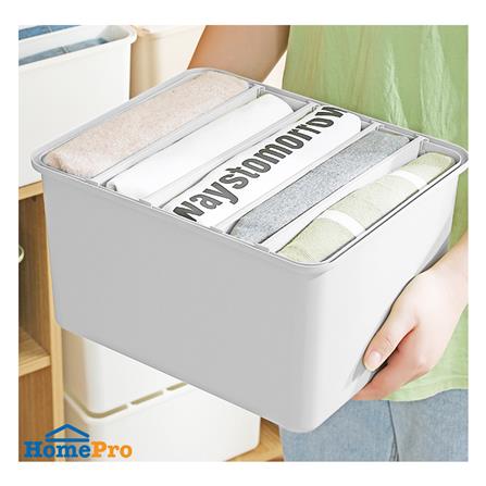 กล่องจัดเก็บผ้าแบ่งช่อง PLIM SIZE M สีขาว_3