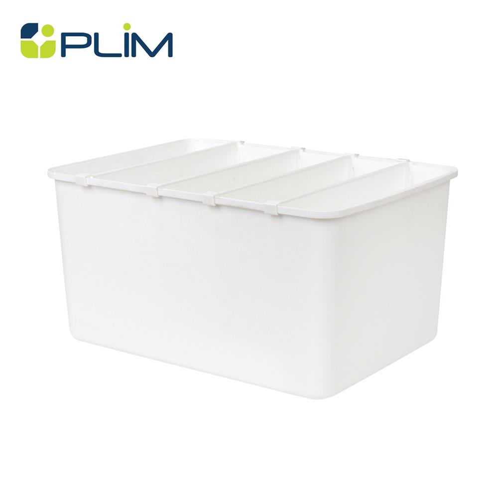 กล่องจัดเก็บผ้าแบ่งช่อง PLIM SIZE L สีขาว