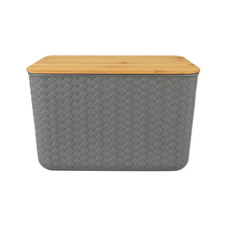 ตะกร้าผ้าเหลี่ยมฝาไม้ PLIM GREYRY SIZE S สีเทา_2