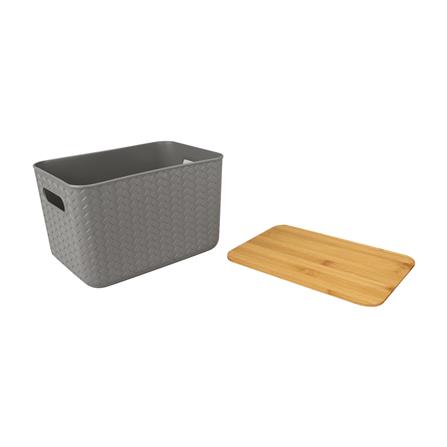 ตะกร้าผ้าเหลี่ยมฝาไม้ PLIM GREYRY SIZE S สีเทา_3