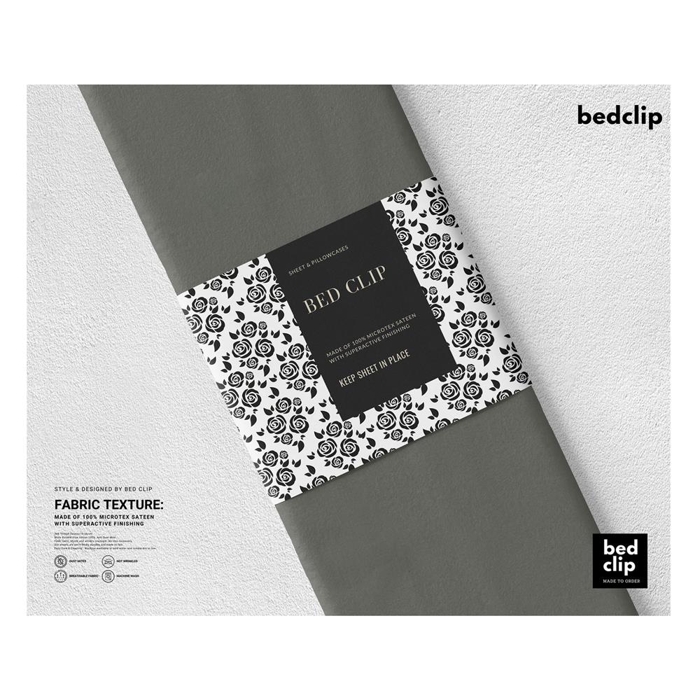 ผ้าปูที่นอน 9.5 ฟุต BED CLIP MICROTEX สีเทาเข้ม