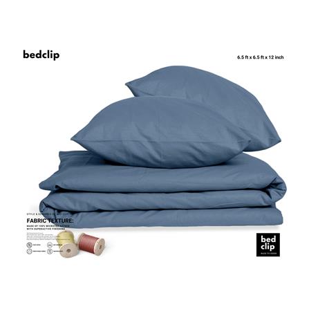 ชุดผ้าปูที่นอน 6.5 ฟุต 3 ชิ้น BED CLIP MICROTEX สี GREY BLUE_1