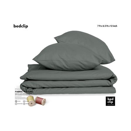 ชุดผ้าปูที่นอน 7 ฟุต 3 ชิ้น BED CLIP MICROTEX สีเทาเข้ม_1
