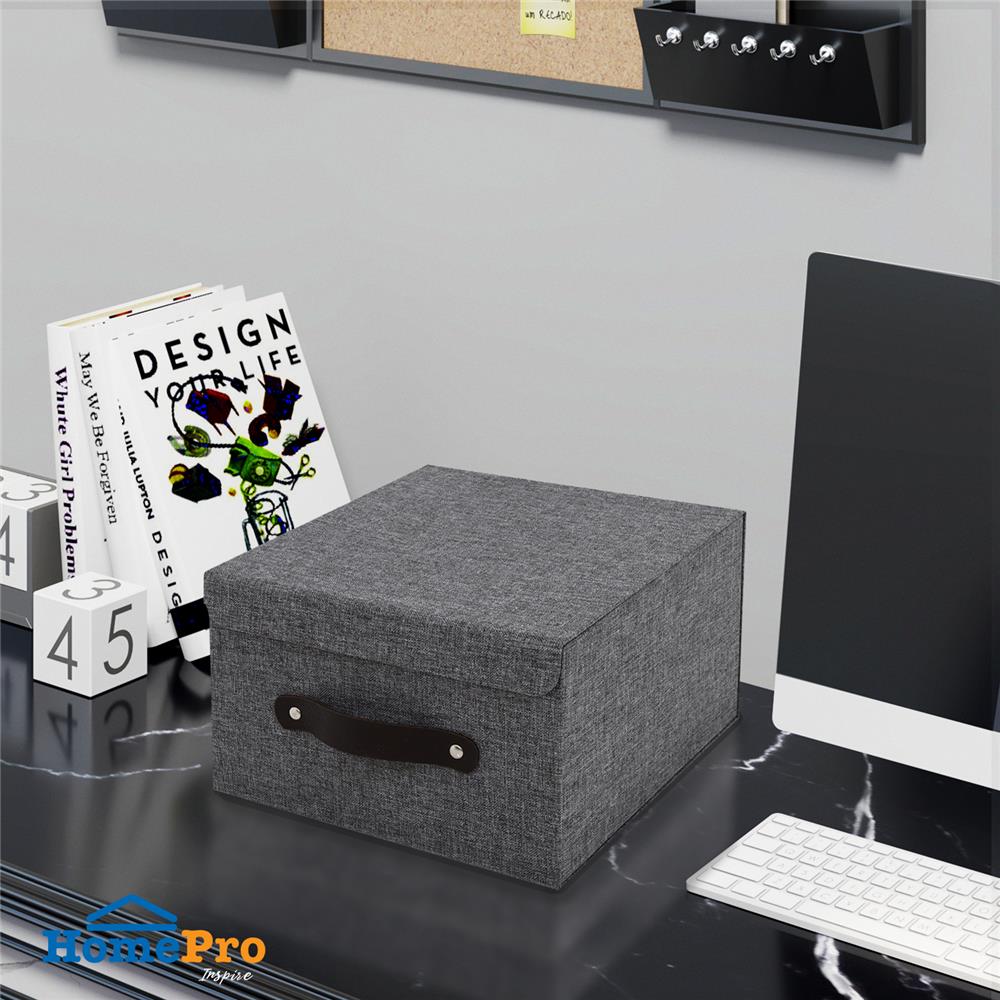กล่องฝาเปิดผ้า S STACKO HOME 25x27x15.5 ซม. สีเทา