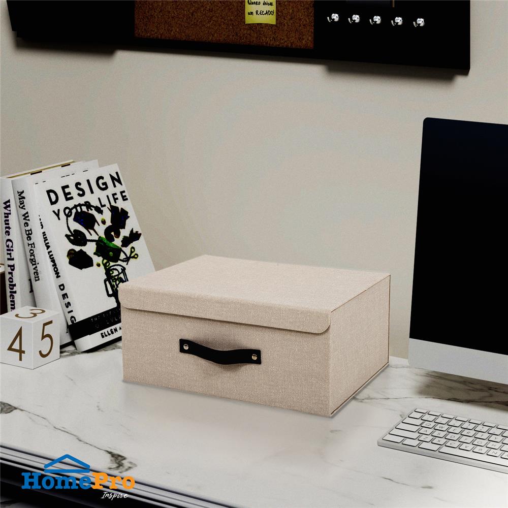 กล่องฝาเปิดผ้า M STACKO HOME 35x27x15.5 ซม. สีครีม