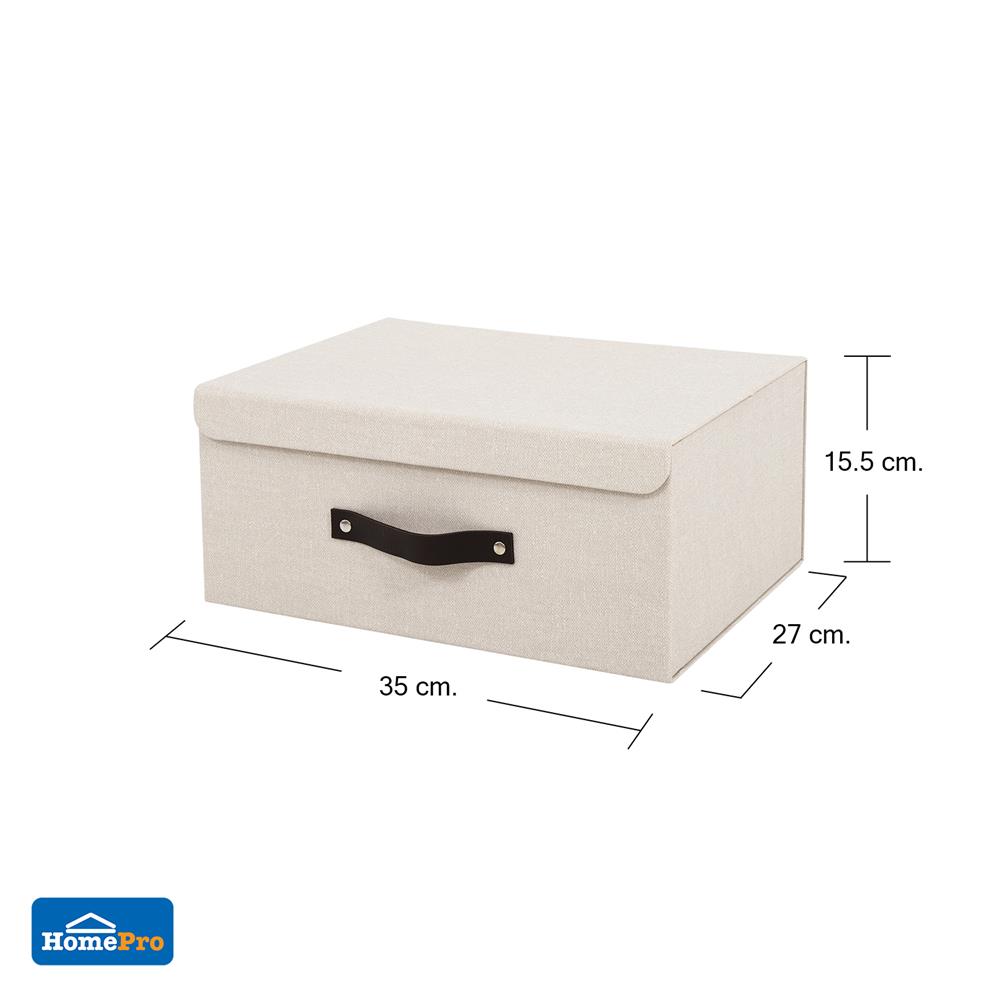 กล่องฝาเปิดผ้า M STACKO HOME 35x27x15.5 ซม. สีครีม