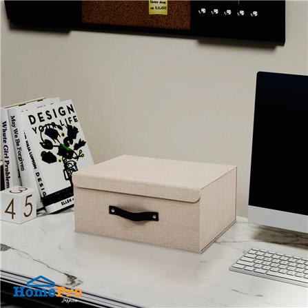 กล่องฝาเปิดผ้า M STACKO HOME 35x27x15.5 ซม. สีครีม_5