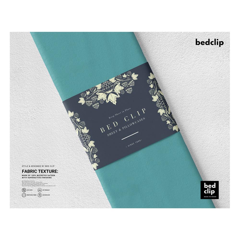 ผ้าปูที่นอน 6.5 ฟุต BED CLIP MICROTEX สี BLUE,GREEN SEA