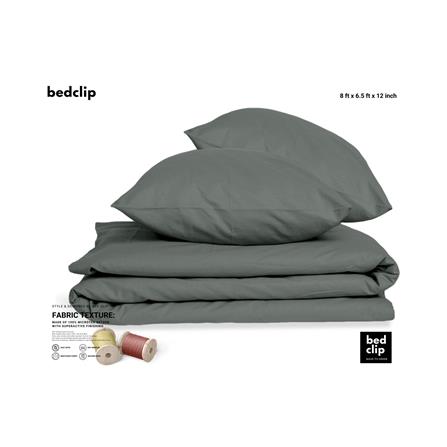 ชุดผ้าปูที่นอน 8 ฟุต 3 ชิ้น BED CLIP MICROTEX สีเทาเข้ม_1